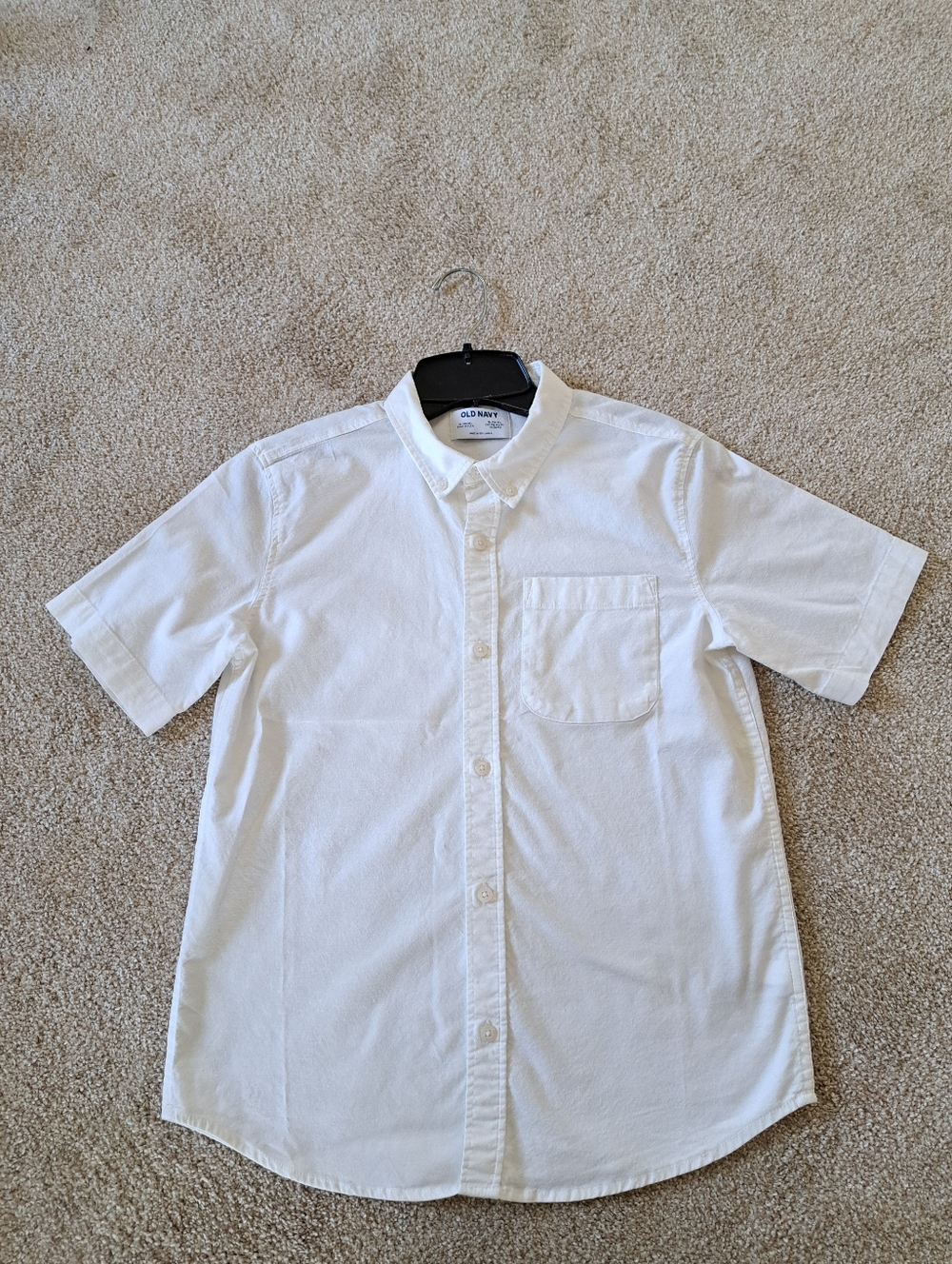 Old Navy White Short Sleeve Shirt Boys XXL 14/16 Button-Down Collar Classic